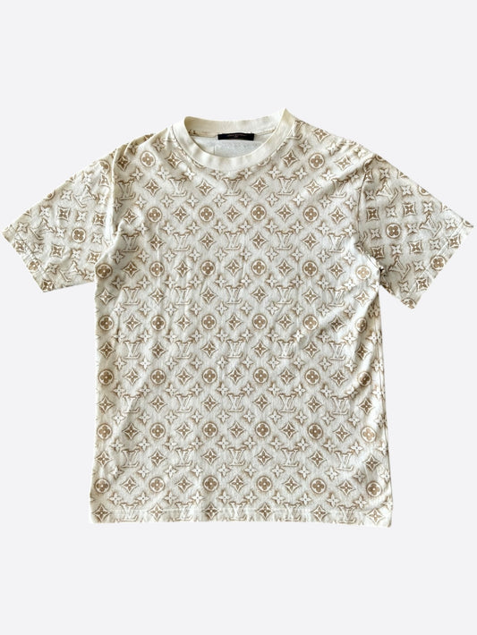 Louis Vuitton White & Tan Monogram T-Shirt