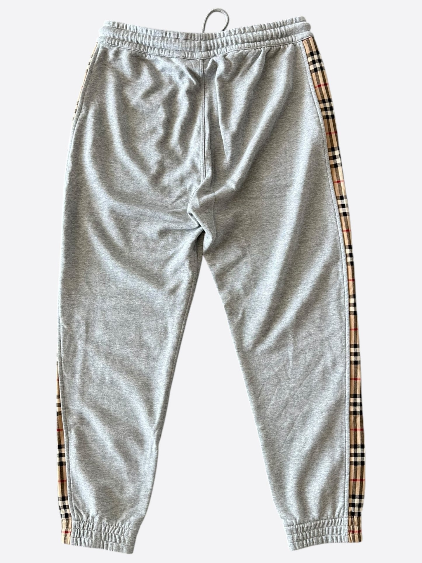 Burberry Grey & Tan Check Striped Sweatpants