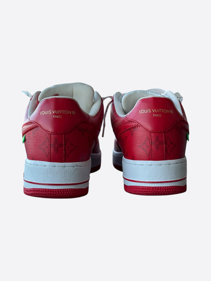 Louis Vuitton Nike Red & White Monogram Air Force 1 Sneakers