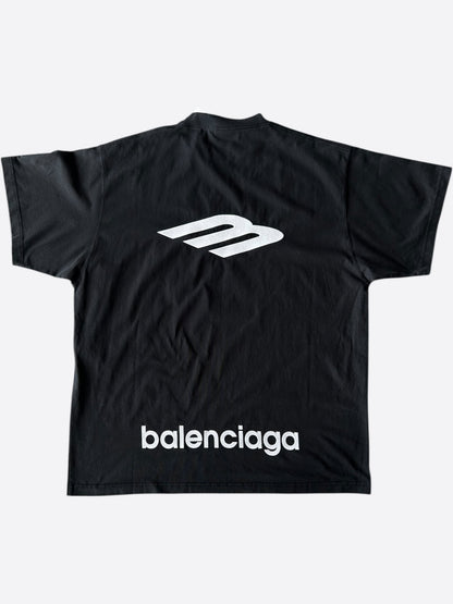 Balenciaga Washed Black & White B Logo T-Shirt