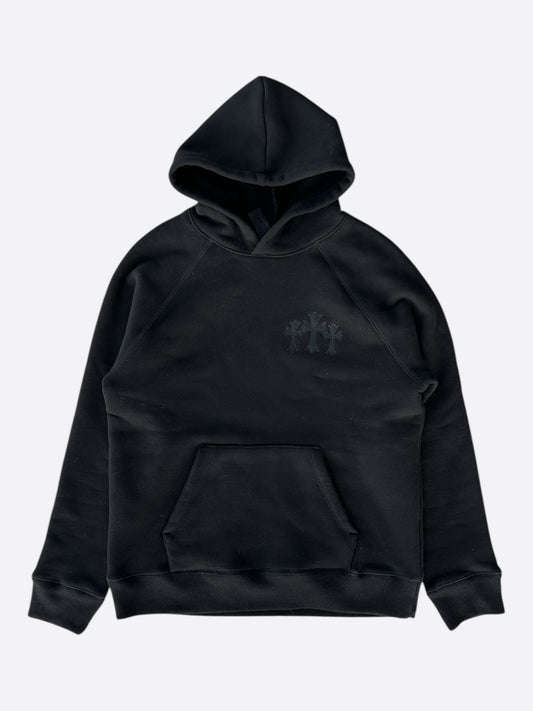 Chrome Hearts Black Triple Cross CH Logo Embroidered Hoodie
