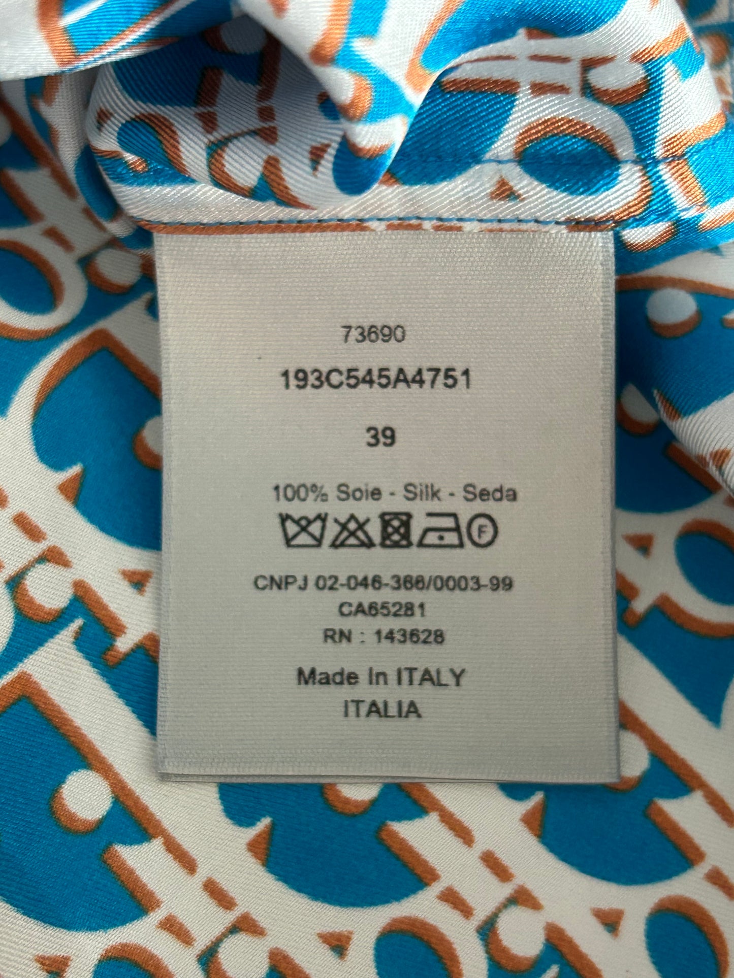 Dior Blue & White Oblique Silk Button Up Shirt