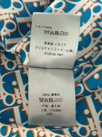 Dior Blue & White Oblique Silk Button Up Shirt