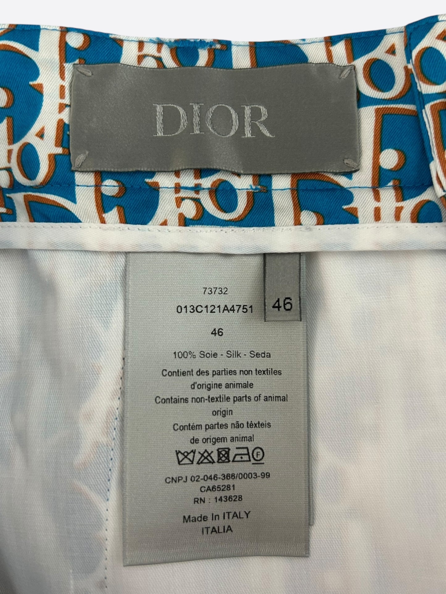 Dior Blue & White Oblique Bermuda Silk Shorts