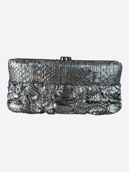 Chanel Silver Python Clutch on Chain Bag