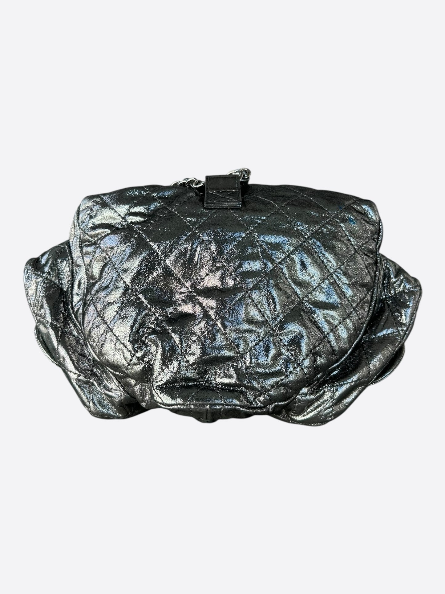 Chanel Metallic Silver "Backpack Is Back" Quilted Backpack