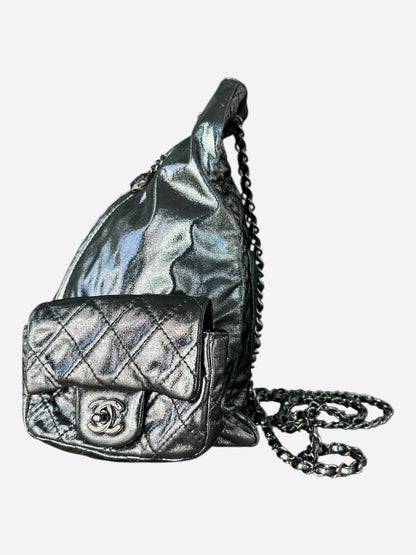 Chanel Metallic Silver "Backpack Is Back" Quilted Backpack