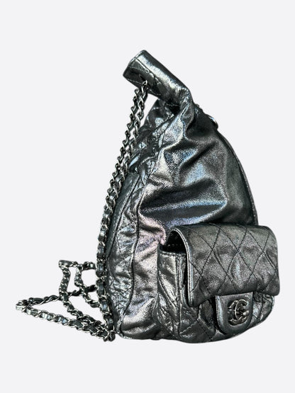 Chanel Metallic Silver "Backpack Is Back" Quilted Backpack