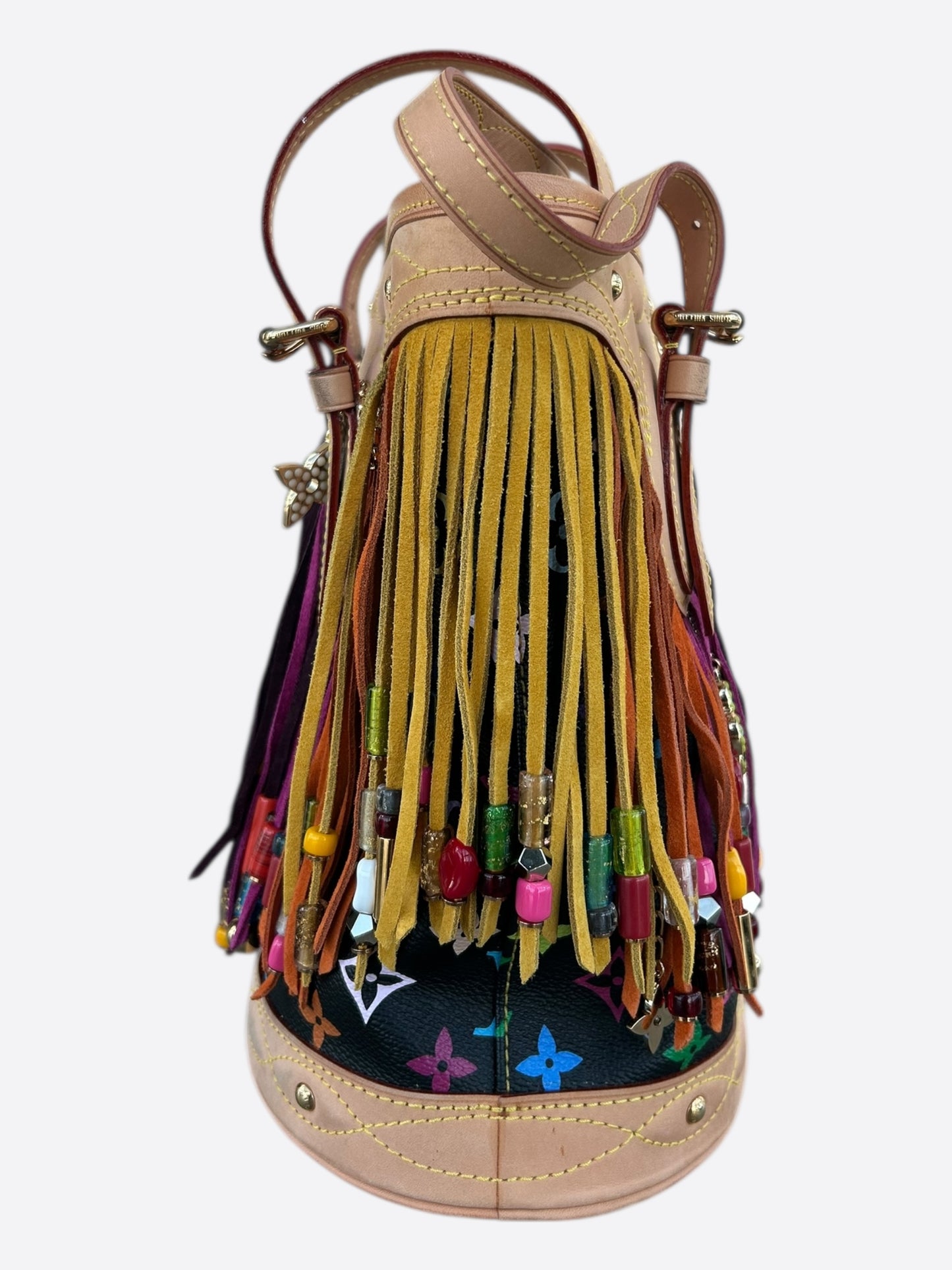 Louis Vuitton Black & Multicolor Monogram Fringe Bucket Bag