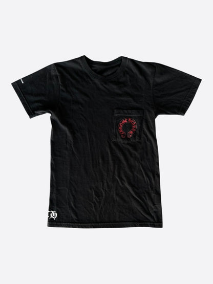Chrome Hearts Black & Red Cemetery Horseshoe Logo T-Shirt
