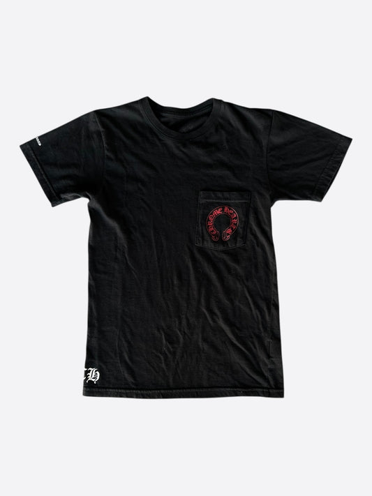 Chrome Hearts Black & Red Cemetery Horseshoe Logo T-Shirt
