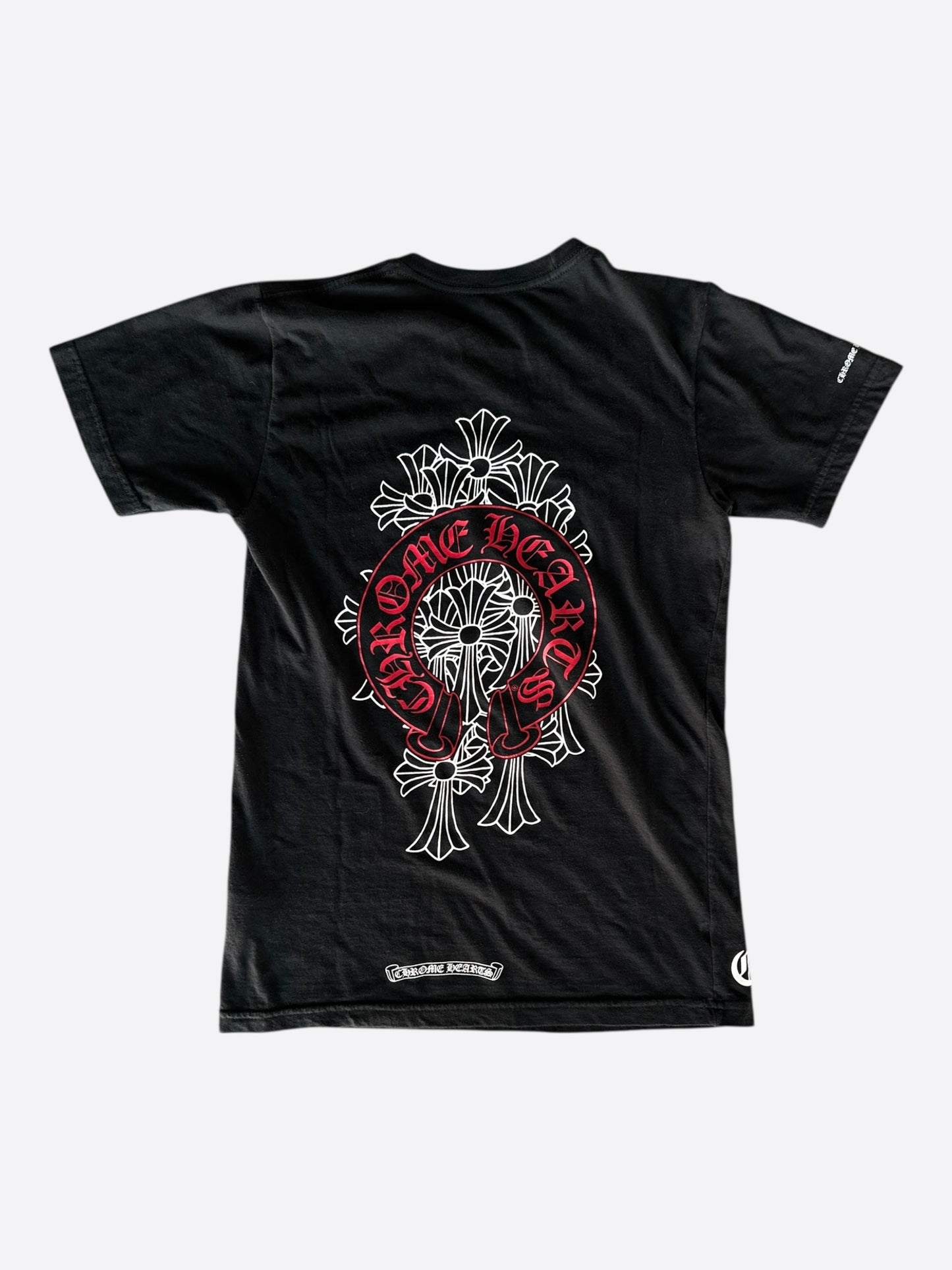 Chrome Hearts Black & Red Cemetery Horseshoe Logo T-Shirt