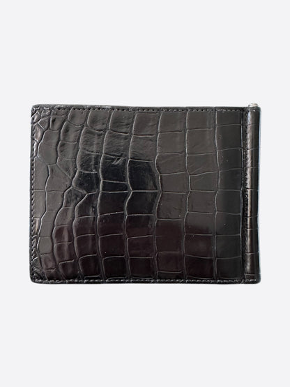 Hermes Black Alligator Poker Compact Wallet