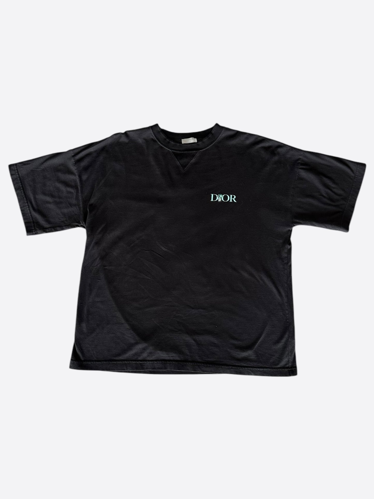 Dior Jardin Black & Green Flower Logo Embroidered T-Shirt