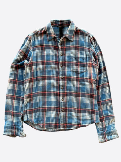 Chrome Hearts Blue Plaid Cross Patch Flannel