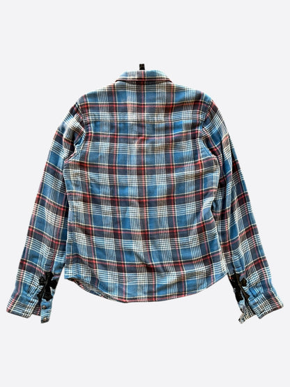 Chrome Hearts Blue Plaid Cross Patch Flannel