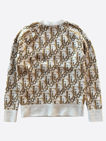 Dior Beige & Brown Oblique Wool Cardigan