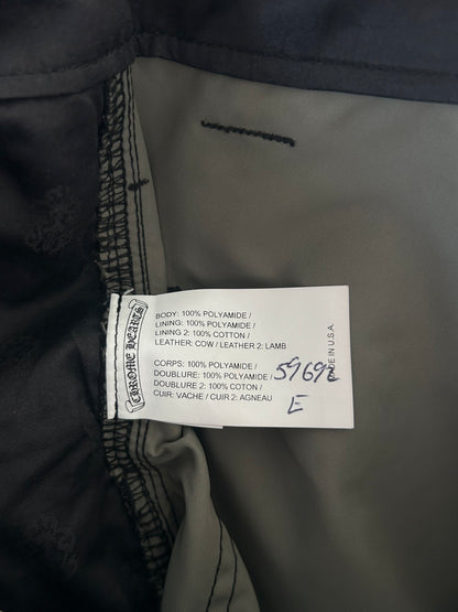 Chrome Hearts Black Nylon & Leather Cross Patch Carpenter Pants