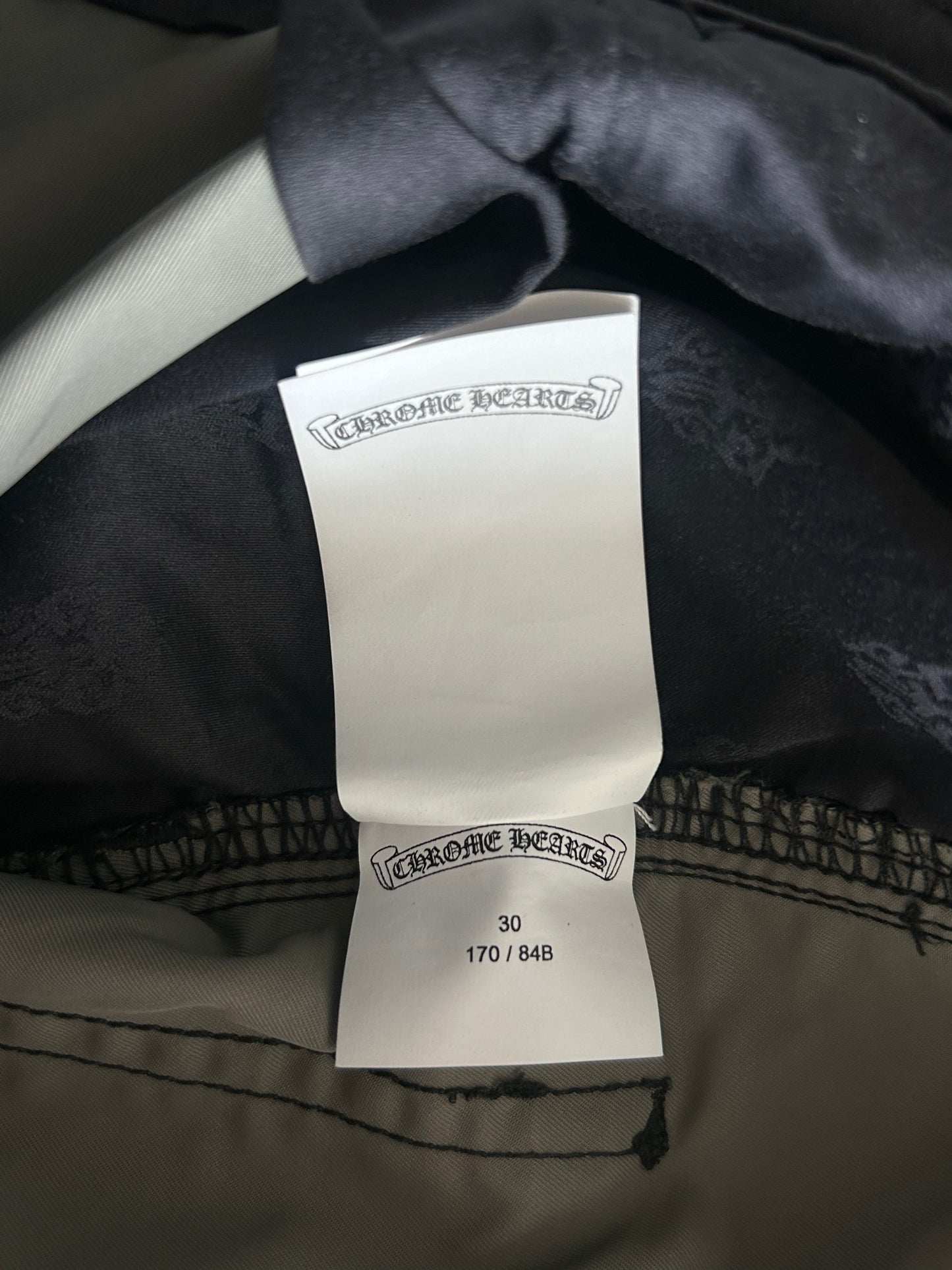 Chrome Hearts Black Nylon & Leather Cross Patch Carpenter Pants