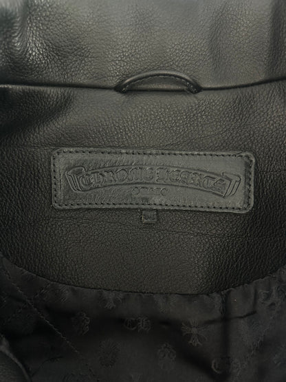 Chrome Hearts Black Triple Cross Patch Leather Jacket
