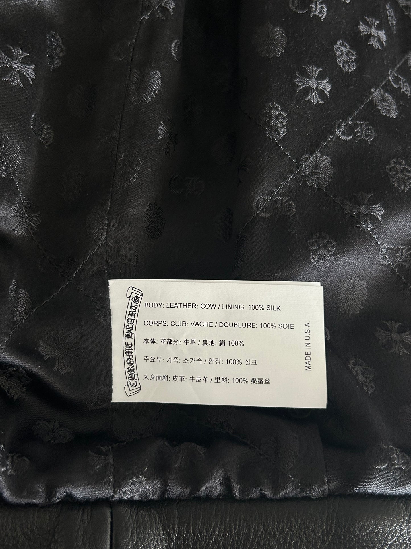 Chrome Hearts Black Triple Cross Patch Leather Jacket