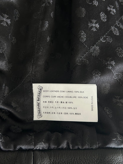Chrome Hearts Black Triple Cross Patch Leather Jacket