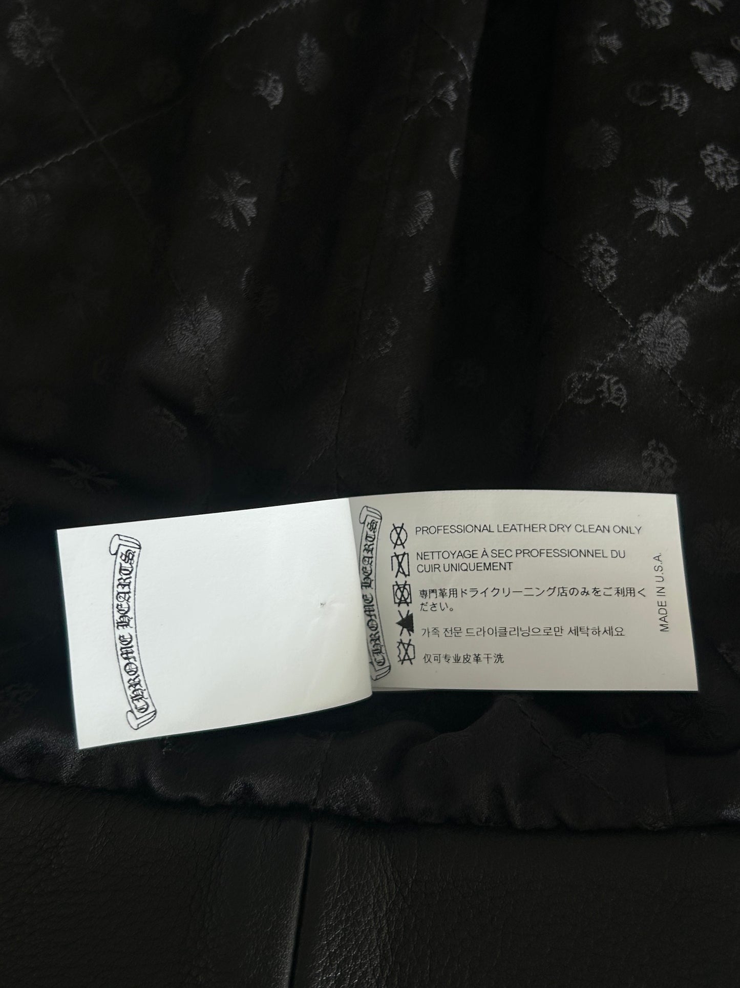 Chrome Hearts Black Triple Cross Patch Leather Jacket