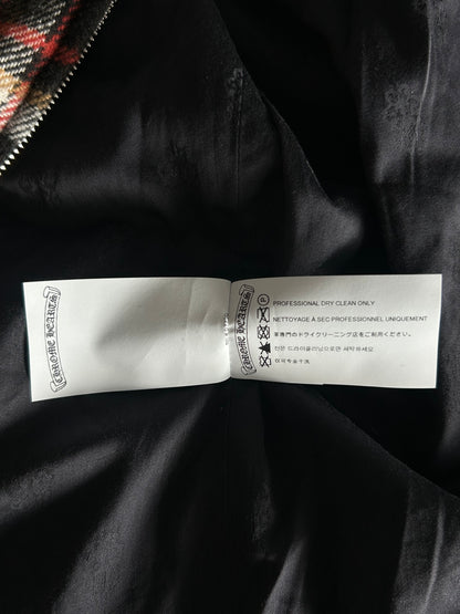 Chrome Hearts Black & Red Cross Patch Plaid Sherpa Jacket