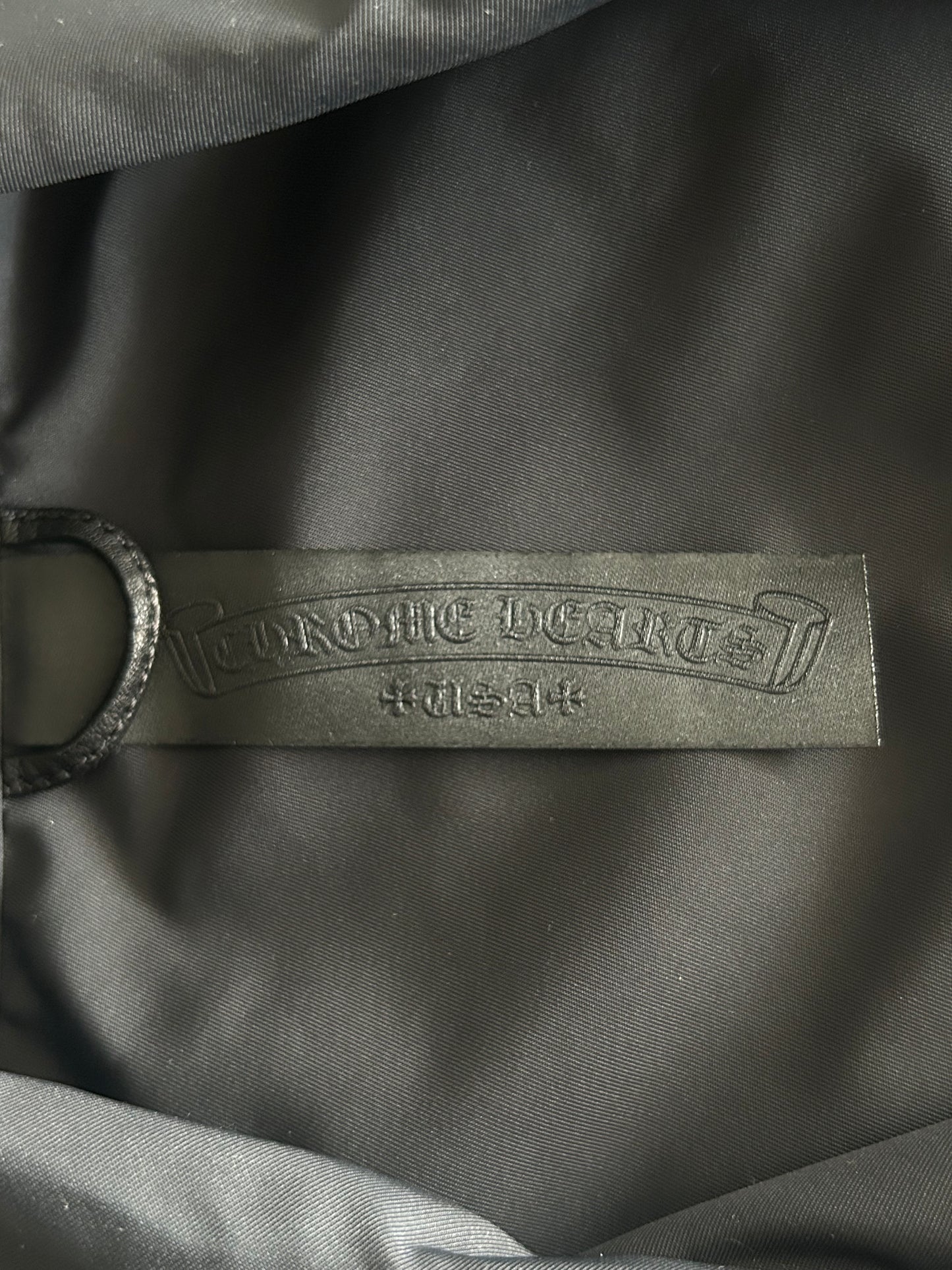 Chrome Hearts Black Nylon & Leather Zip Up Shirt