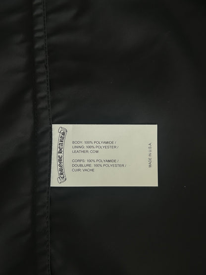 Chrome Hearts Black Nylon & Leather Zip Up Shirt