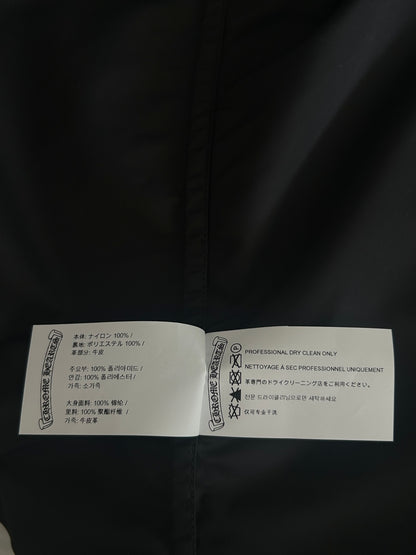 Chrome Hearts Black Nylon & Leather Zip Up Shirt