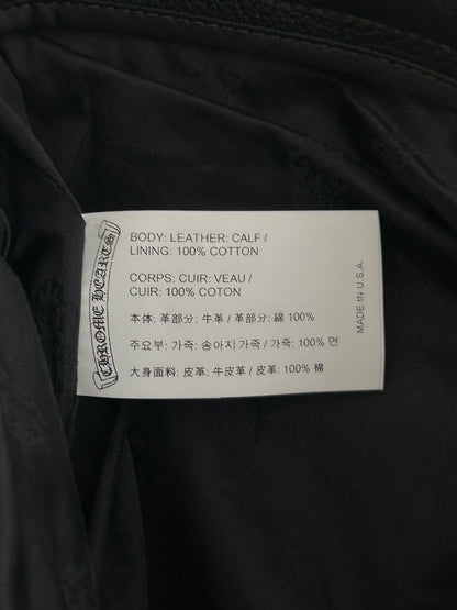 Chrome Hearts Black Leather Cross Patch Pants