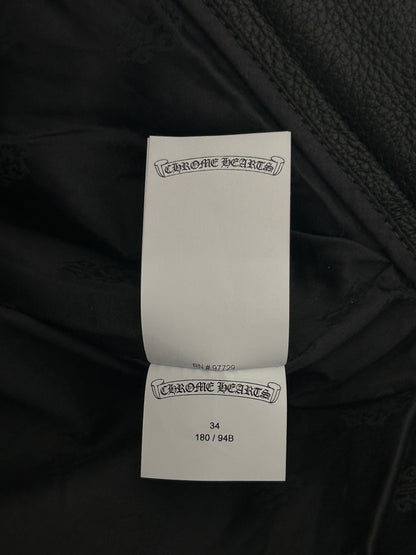 Chrome Hearts Black Leather Cross Patch Pants