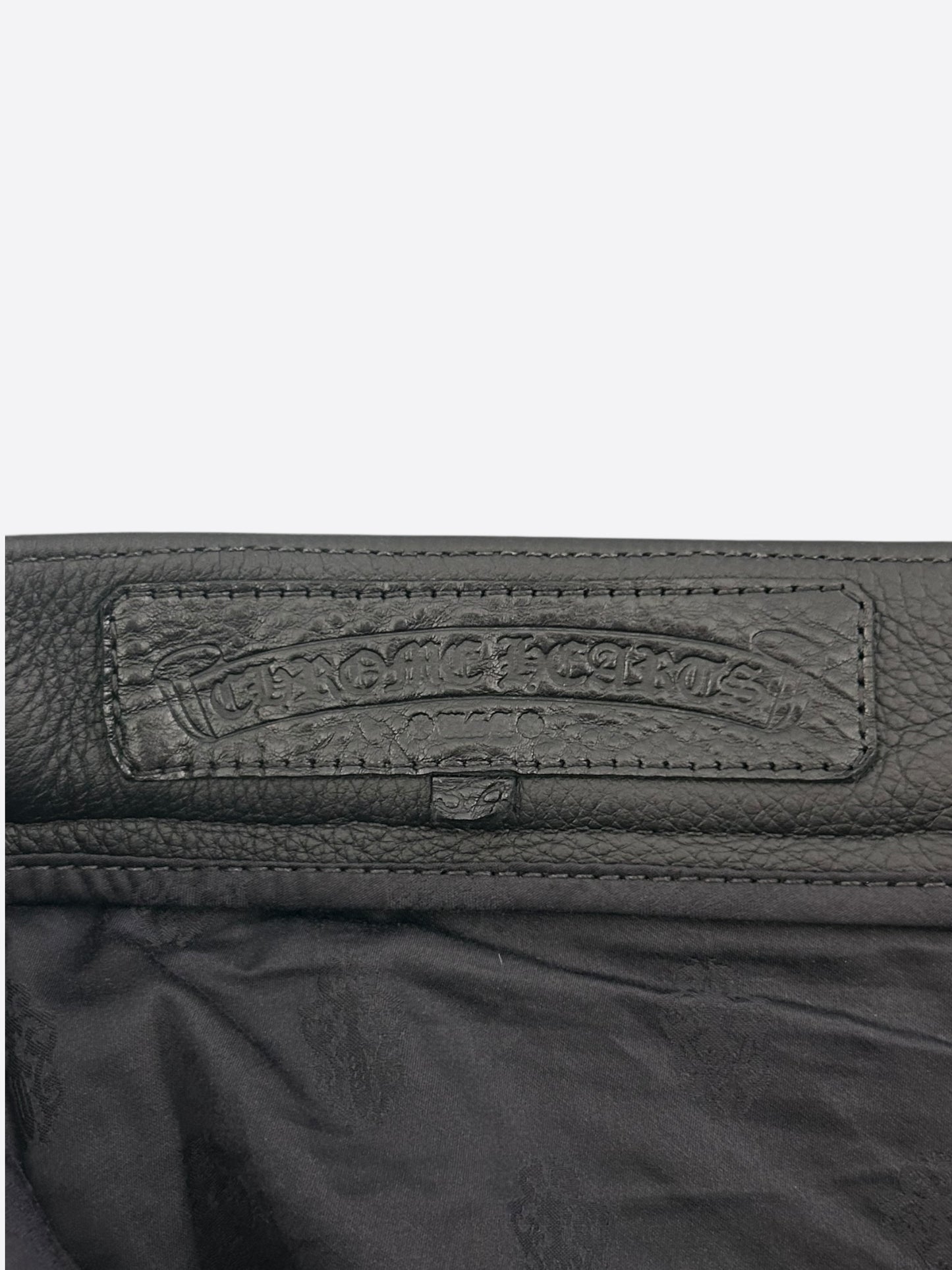 Chrome Hearts Black Leather Cross Patch Pants