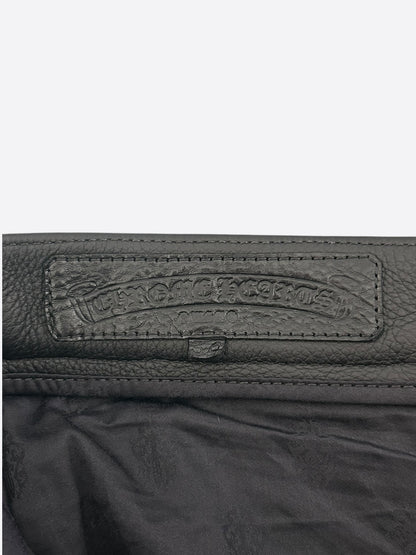 Chrome Hearts Black Leather Cross Patch Pants