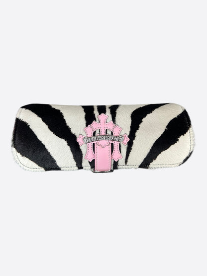 Chrome Hearts Black & White Zebra Pink Cross Patch Watch Roll