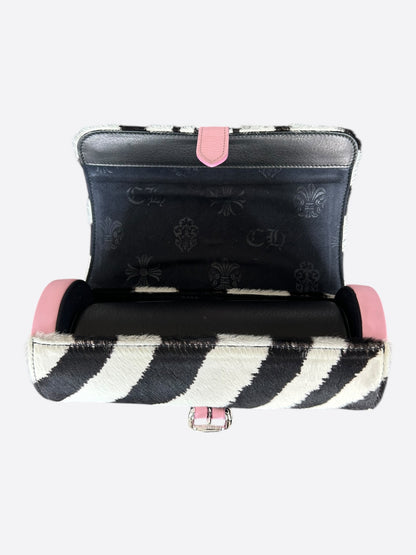 Chrome Hearts Black & White Zebra Pink Cross Patch Watch Roll