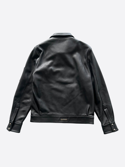 Chrome Hearts Black Triple Cross Patch Leather Jacket