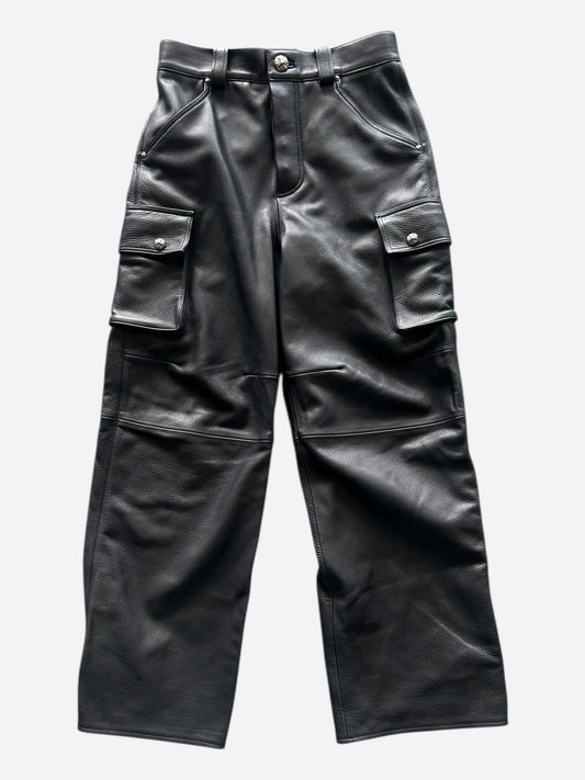 Chrome Hearts Black Leather Cargo Pants