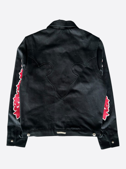 Chrome Hearts Black & Red Floral Patch Fleur Jacket