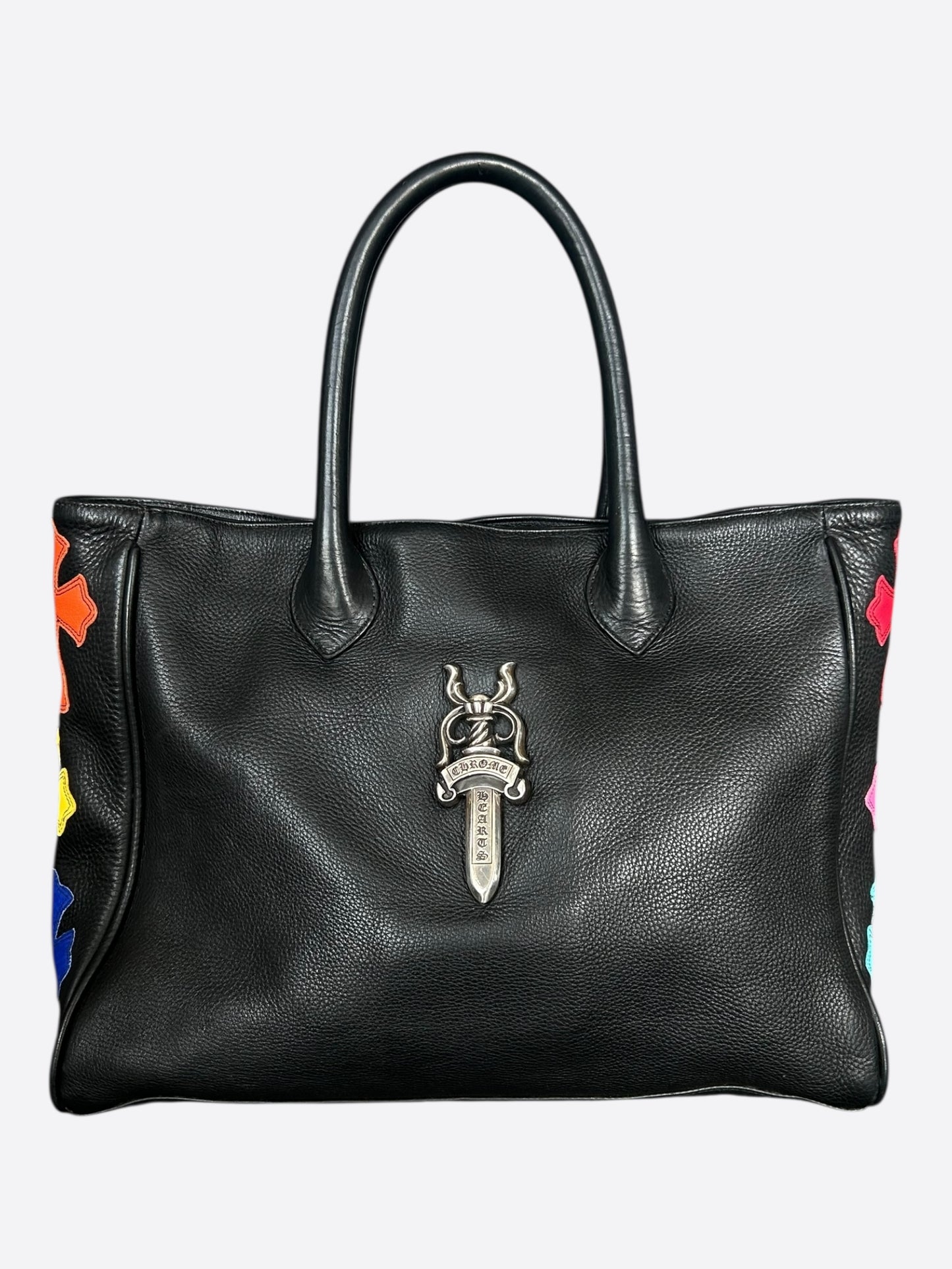 Chrome Hearts Black Multicolor Cross Patch & Dagger Tote Bag