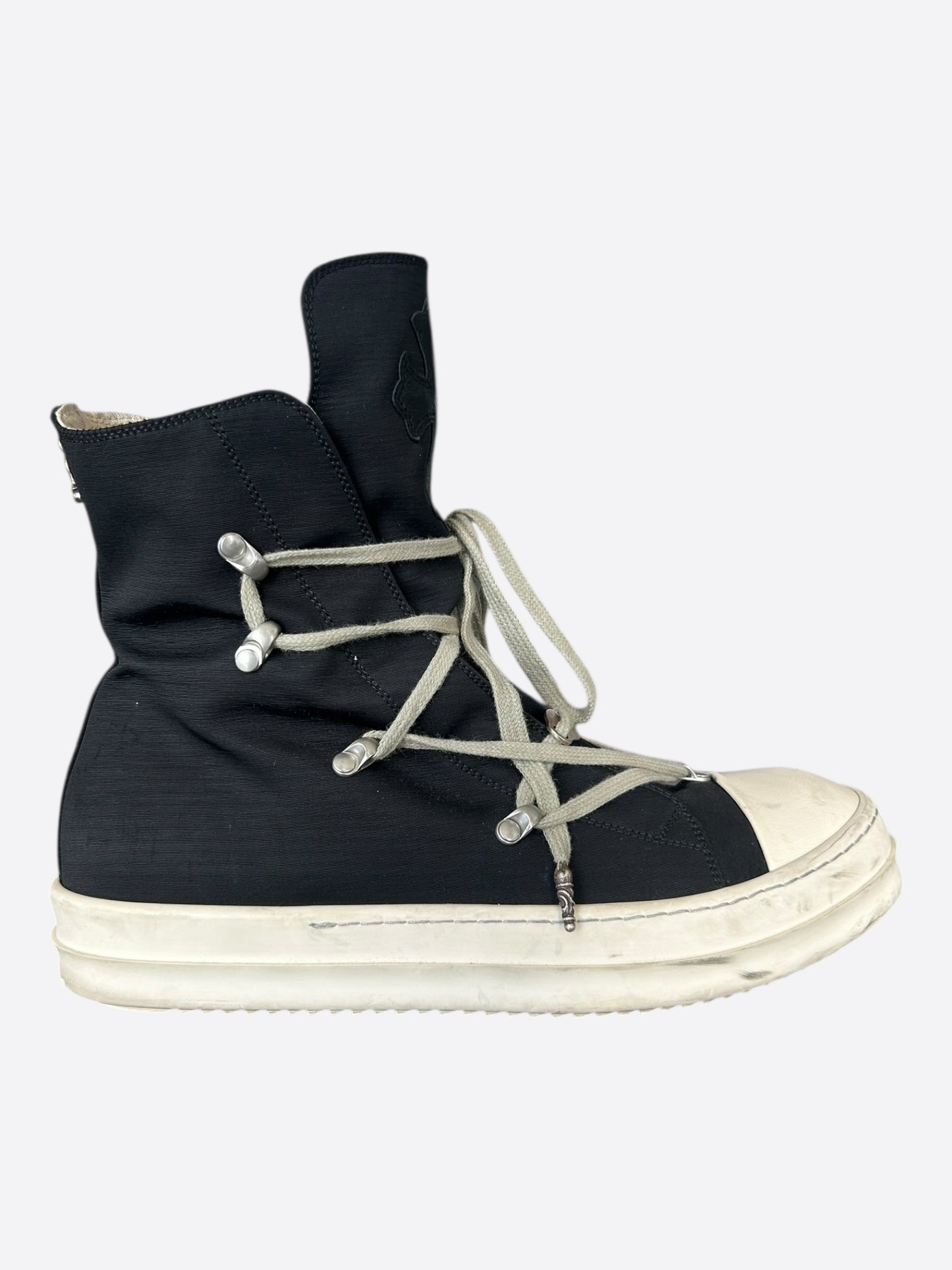 Rick Owens Chrome Hearts Black & White Cross Patch Hexagram Sneakers