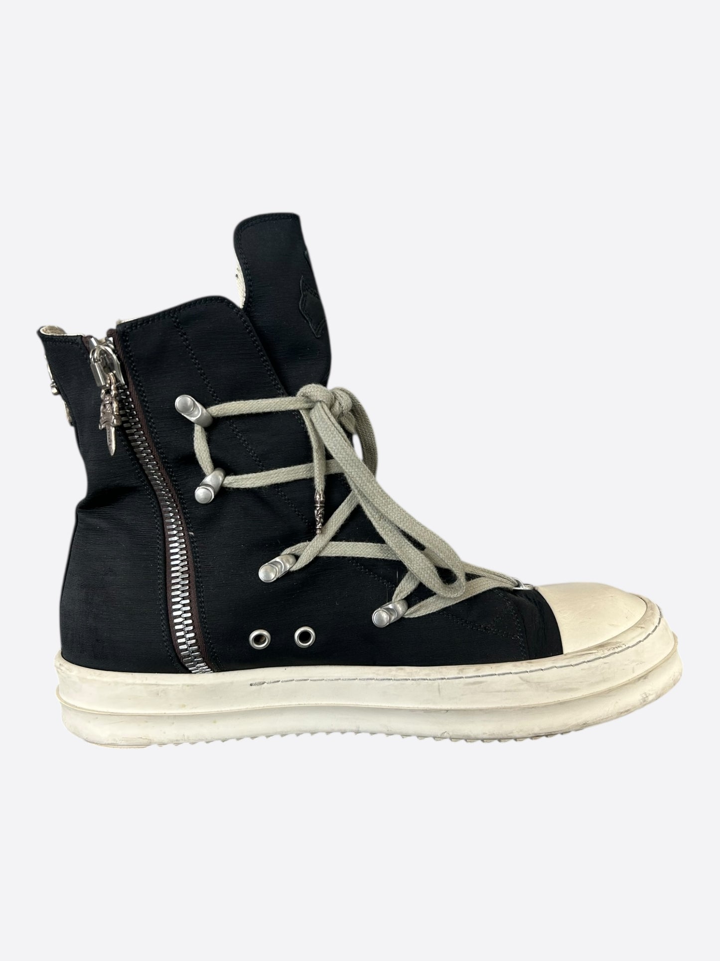 Rick Owens Chrome Hearts Black & White Cross Patch Hexagram Sneakers