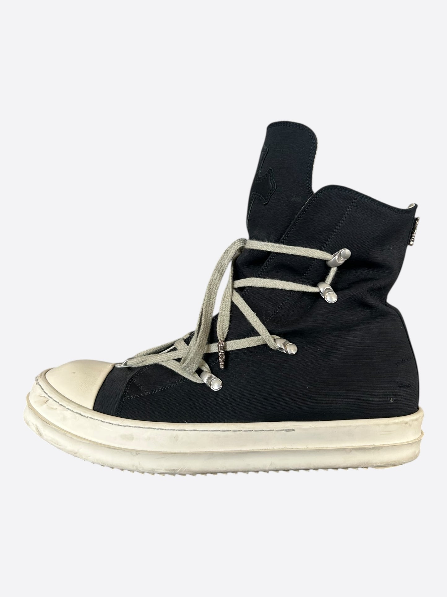 Rick Owens Chrome Hearts Black & White Cross Patch Hexagram Sneakers