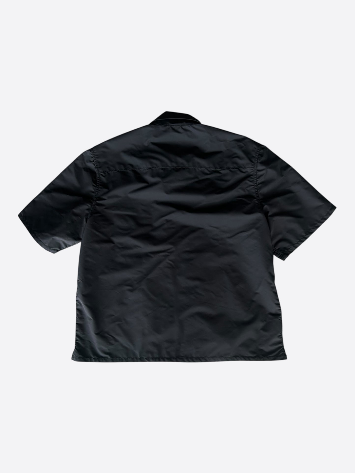 Chrome Hearts Black Nylon & Leather Zip Up Shirt