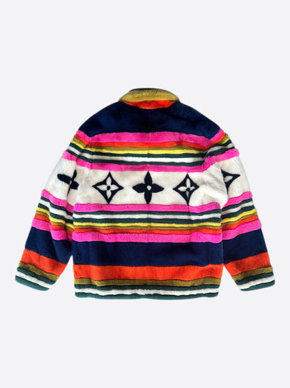 Louis Vuitton White & Multicolor Monogram Mink Jacket