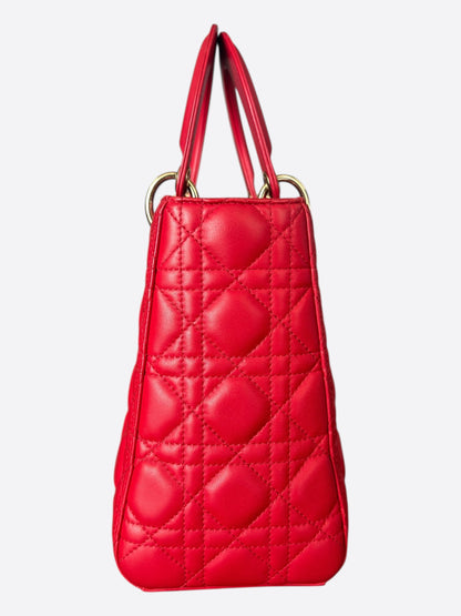 Dior Cherry Red Medium Lady Dior Bag