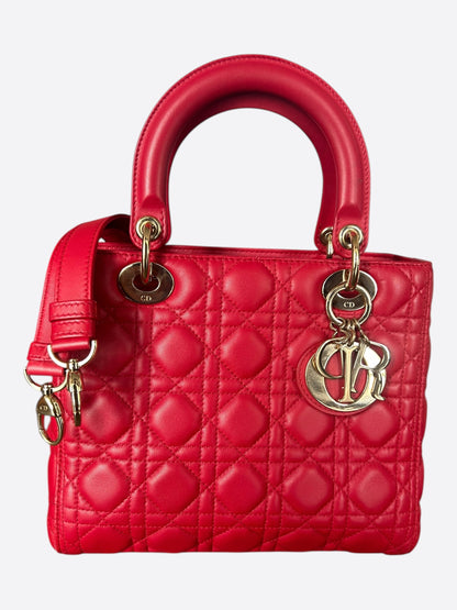 Dior Cherry Red Medium Lady Dior Bag