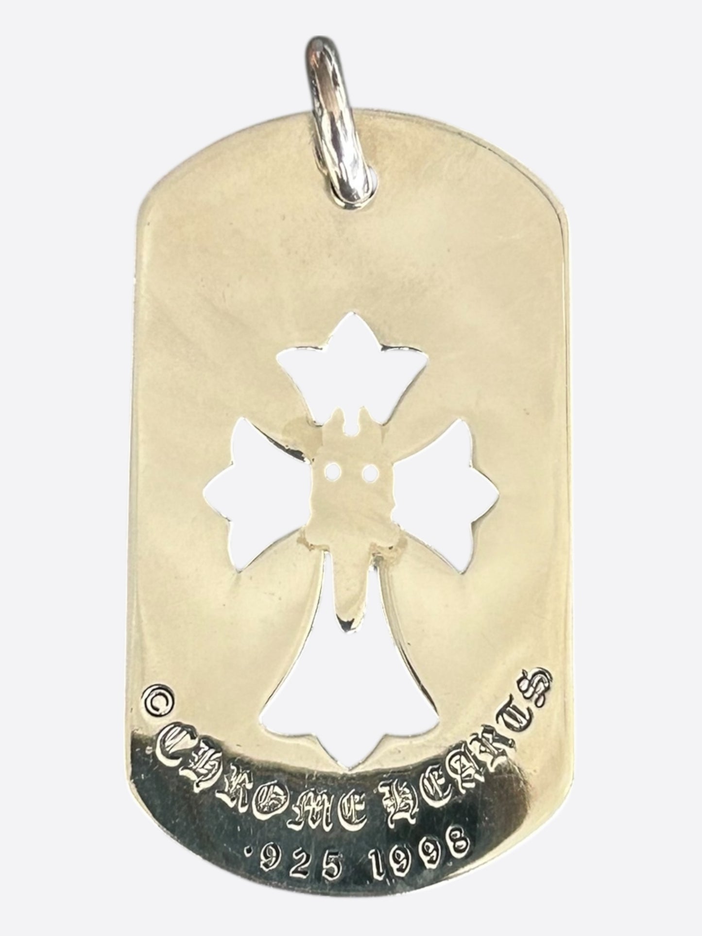 Chrome Hearts Los Angeles Exclusive Silver Dagger & Cross Dog Tag Pendant