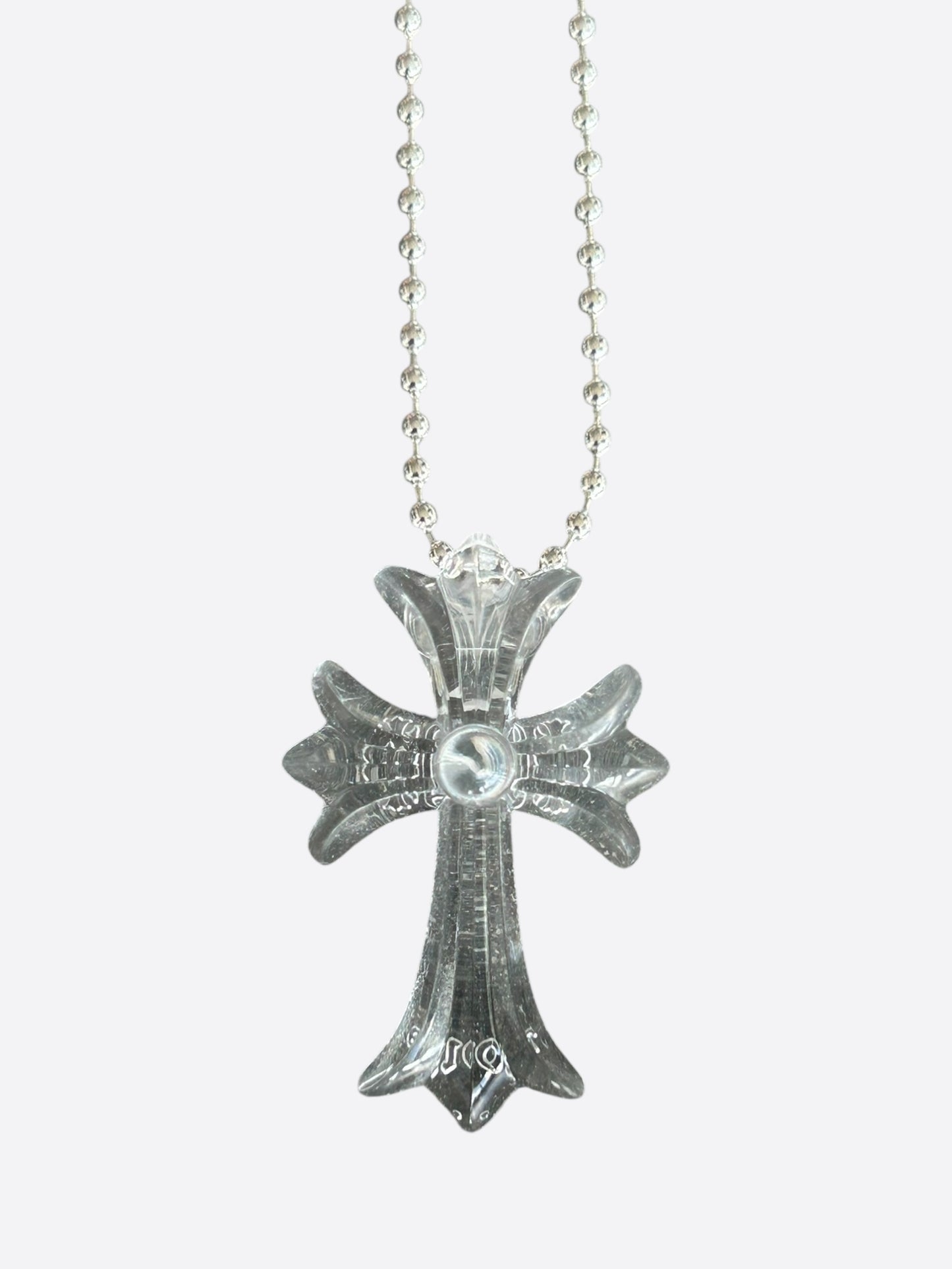 Chrome Hearts Transparent Silichrome Cross Necklace